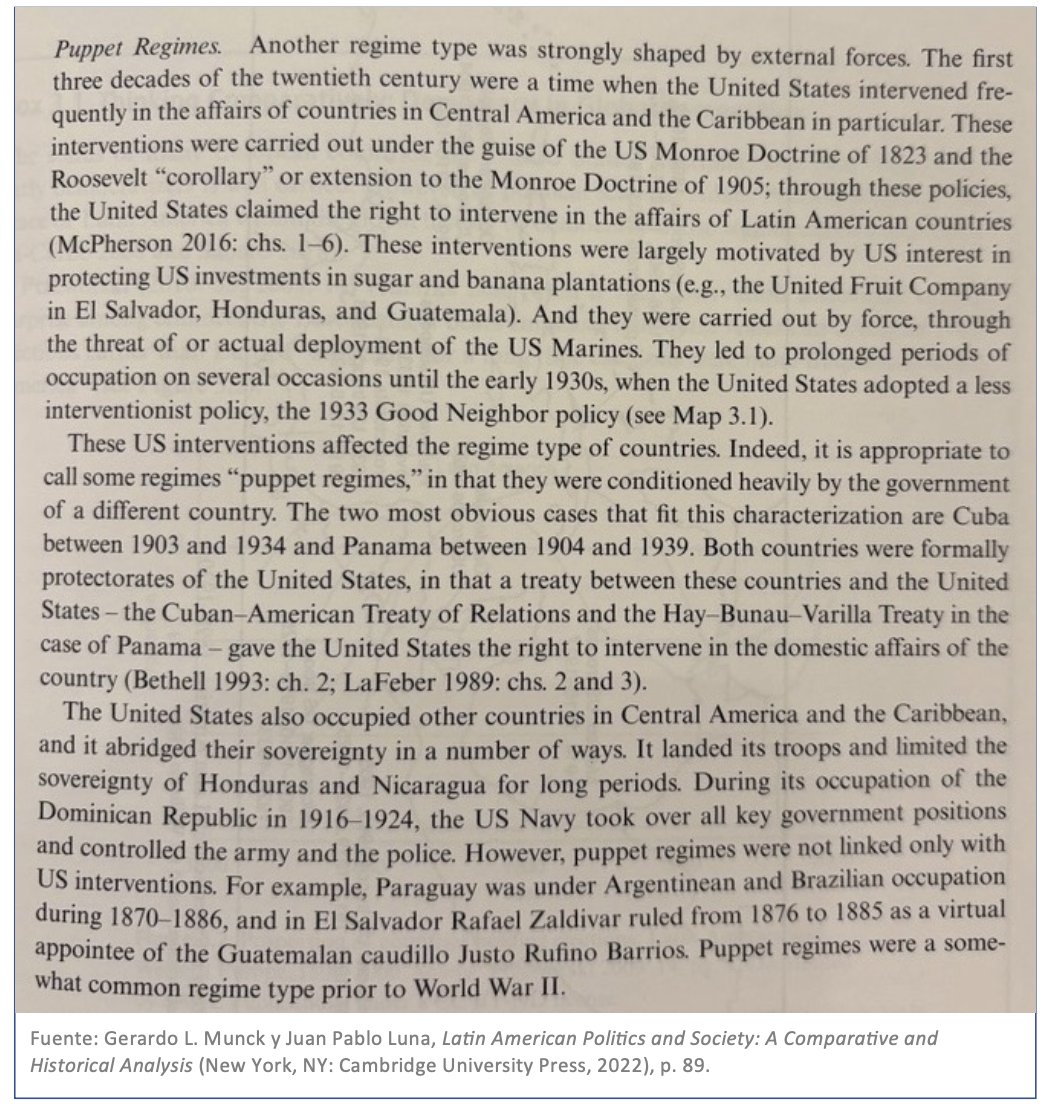 Venezuela como un régimen títere

Hoy en clase discutimos lo que llamé en un texto sobre América Latina regímenes títeres (puppet regimes), casos como Cuba (1903-34) y Panamá (1904-39)👇

Mis estudiantes me preguntaron si Venezuela hoy, con Delcy Rodríguez, es un régimen títere😯