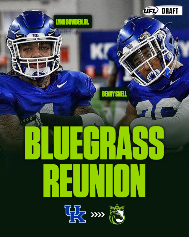 UFLKings's tweet image. Wildcats ➡️ Kings

Lynn Bowden Jr. and Benny Snell are BACK together in The 'Ville 👑

#UFLDraft