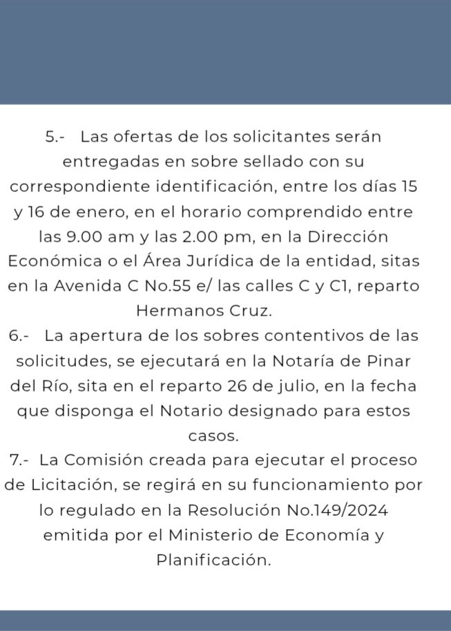 Convocatoria Licitación de La Empresa Pesquera de Pinar del Rio PESCARIO 🐟