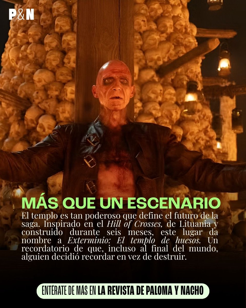 Cinepolis's tweet photo. ¡El Templo de Huesos de #Exterminio es más que un escenario! 💀🔥 Y tomó lo suyo armarlo... 😅😲 Checa más detalles en la revista de @Paloma_Nacho 👉 https://t.co/b2Xwmz8syj https://t.co/eh1o1iXxmp