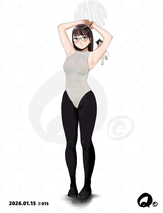 むっちり腋見せ眼鏡白水着黒タイツ立ち絵
好きを詰め込むってこういう事…❓ 