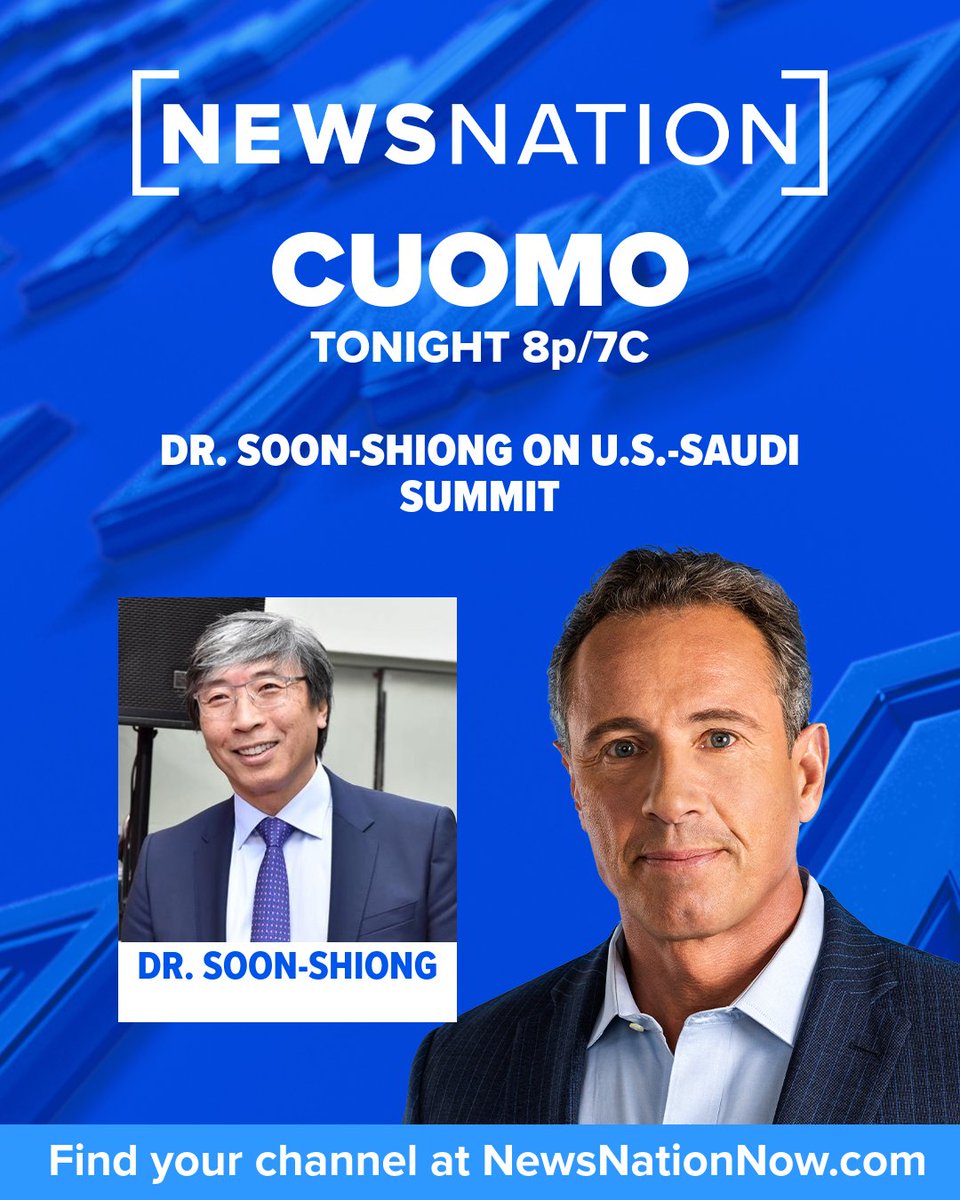 NewsNation's tweet image. Dr. Pat Soon Shiong on U.S.-Saudi Summit tonight on “CUOMO” 8p/7C. Find us on your screen: NewsNationNow.com