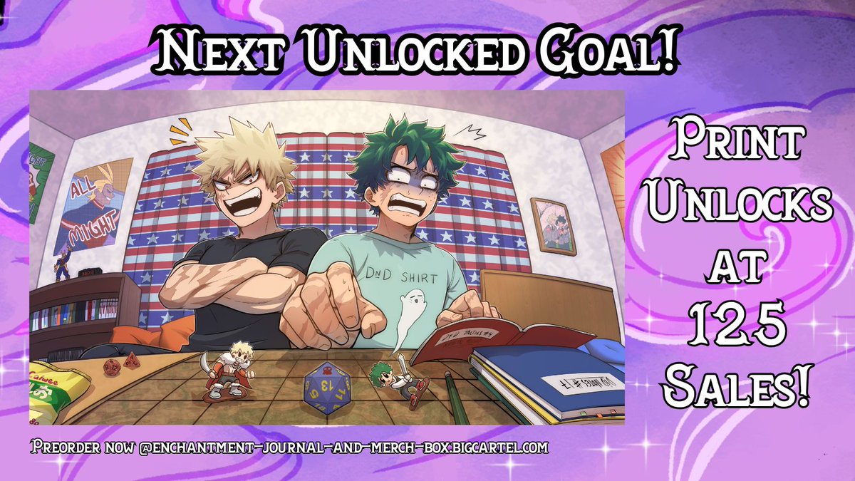 ✨Next Stretch Goal✨ 

We are only 3 orders away from unlocking our next stretch goal and adding this gorgeous print to all eligible orders~!

Shop here: …t-journal-and-merch-box.bigcartel.com