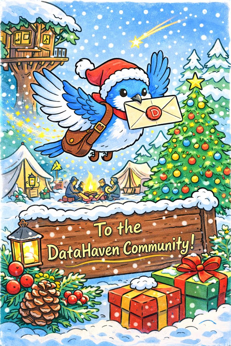 sweetenerDa27's tweet photo. Blu just delivered my holiday message straight to the DataHaven community! I loved creating this little doodle scene of her flying through Camp Haven with a letter full of good wishes. She always delivers fast and with heart.
@DataHaven_xyz https://t.co/pyGJpnqH0t