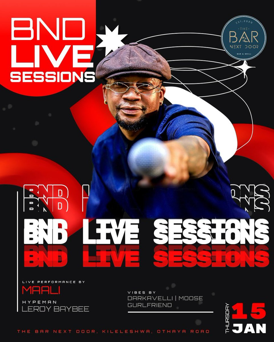 Sherehe_Plug's tweet photo. β’ #Nairobi #LiveMusic πΆπ₯ β’
#BNDLiveSessions ft. @mynameismaali
A smooth blend of RnB, Afro, Pop & Alt vibes.
ποΈ Thu, Jan 15 | π From 7PM
π @BarNextDoorKe, #Kileleshwa
π§ @DeejayMoose @DarkavelliTheDJ @djgurlfriend
π€ MC: @Leroybaybee
#OngezaVolume #SherehePlug https://t.co/6bztGUu8tZ