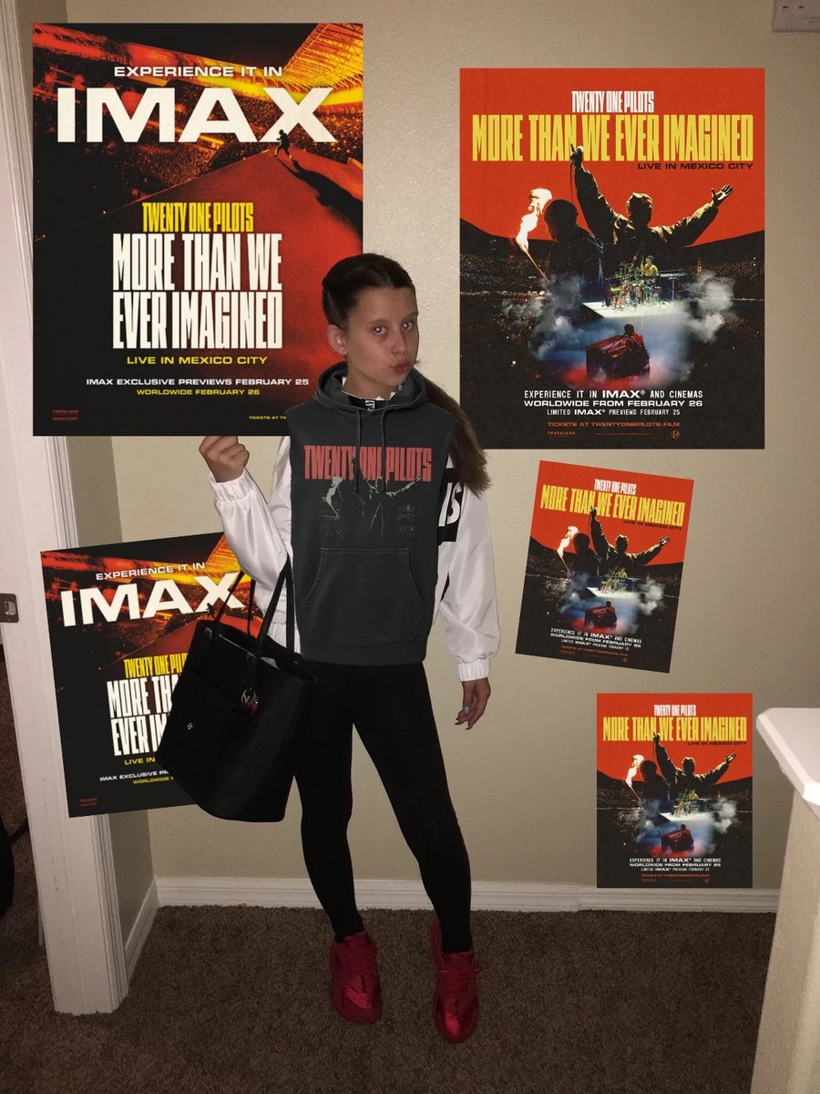 IMAX's tweet image. me in 2016 listening to twenty one pilots vs
me in 2026 watching twenty one pilots in imax
