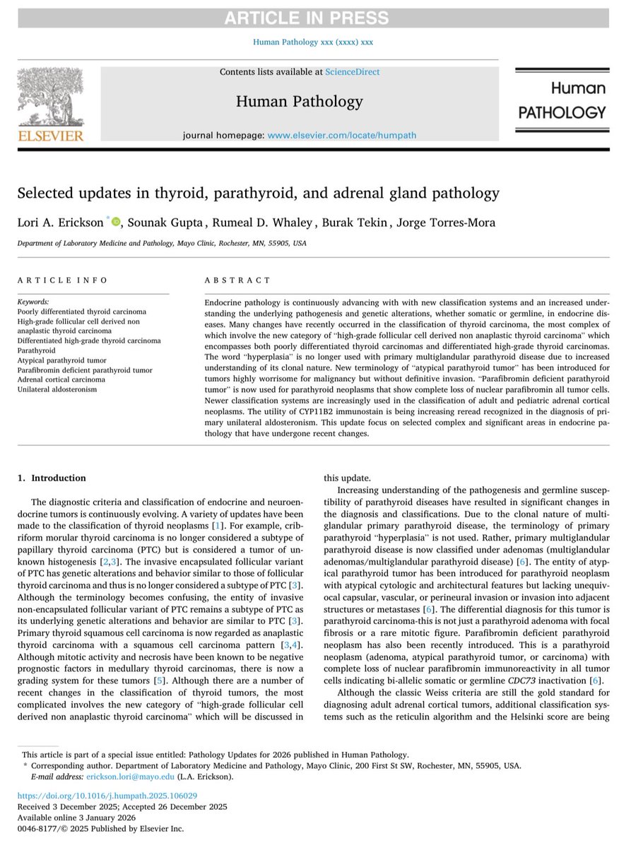 Shounak_Gupta's tweet photo. (10/n) A free access link for select updates in endocrine pathology in a special issue of @Human_Pathology:

https://t.co/hh6YNFW0go https://t.co/x8E9SymjU8