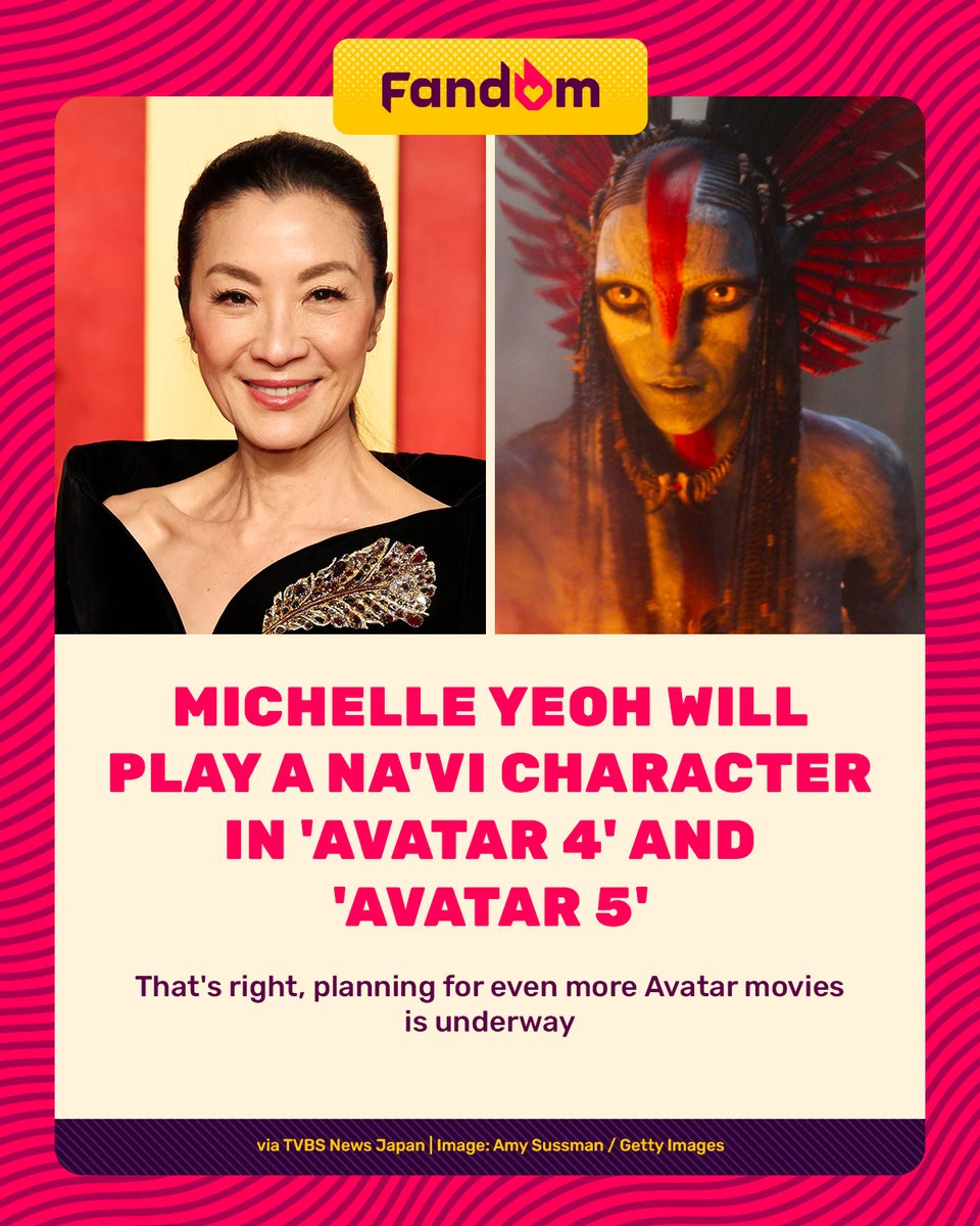 getFANDOM's tweet image. We are indeed getting more #Avatar movies but with the addition of the lovely Michelle Yeoh 💖