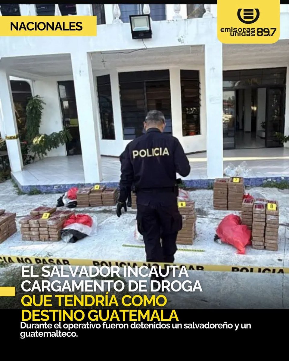 #EUNacionales  | Las autoridades de seguridad de El Salvador incautaron un cargamento de 375 kilogramos de droga y que tenía como destino Guatemala.
#EuEscuintla
emisorasunidas.com