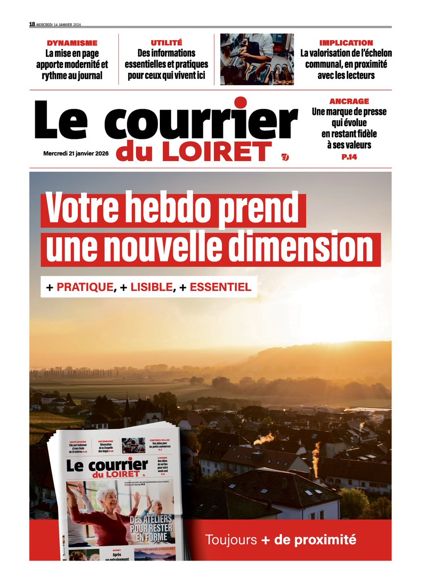 tristan_sacha's tweet photo. [📰#Media] – #CentreFrance

Changement de maquette pour les titres du Groupe @CentreFrance ce jeudi 15 janvier 2026 après plus de 15 ans avec la maquette actuelle.

"Un format plus compacte, plus pratique, mais toujours plus exigeant", expliquent les deux directeurs éditoriaux.