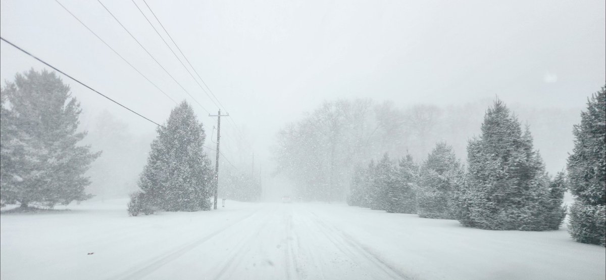 Driving home from work in intense lake effect snow.  I'm ready for spring