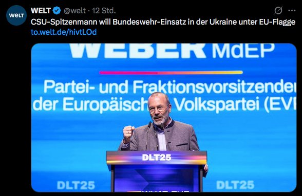 RobertJLorenz's tweet image. +++ Achtung - Achtung +++

Der korrupte Bayrisch/Ukrainische Hardcore-Nazi Manfred Weber wieder mal bei Lanz ! Bayrische Hetze, abscheulichste Lügen, Panikverbreitung und sehr viel Hass sind garantiert ! )

#Merz #Wadephul #Grönland #Iran #Gaza #Trump #Lanz #Lesch
