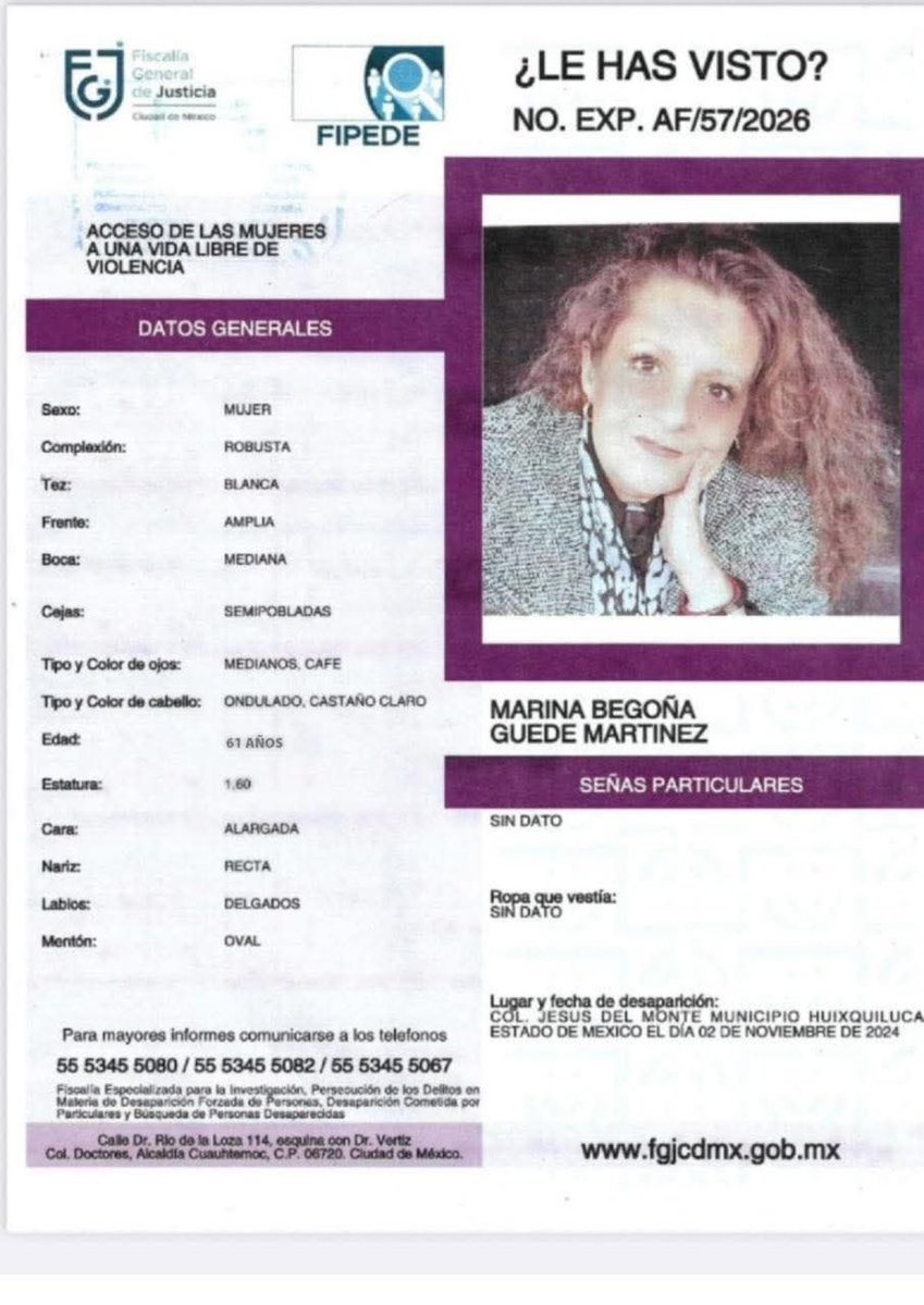 micm54's tweet image. Estimados amigos, muchos de nosotros hemos interactuado con @BegoGM6 y ahora necesita de nuestra ayuda, pues está desaparecida desde el 2 de noviembre de 2025. Por favor apoyemos #HastaEncontrarla 

@FGRMexico 
@Edomex 
@HuixquiGob 
@CorreosdeMexico 
@botDesaparecidx 
@Bele6950…