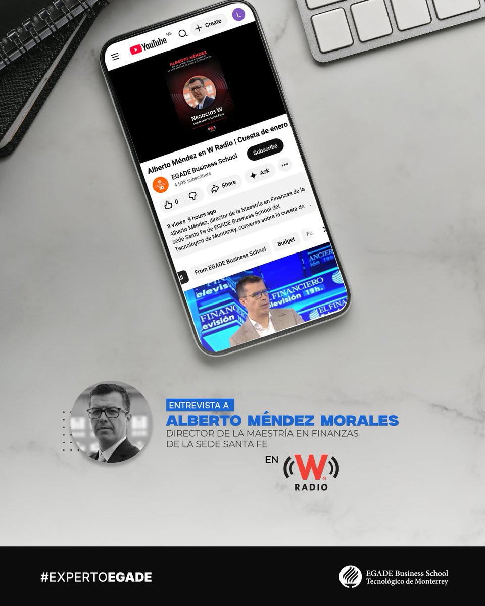 egade's tweet image. 💰 ¿La cuesta de enero es inevitable? No, con planeación y mejores decisiones financieras.

Alberto Méndez, director de la MAF de #EGADE, comparte en #NegociosW claves para evitar el sobreendeudamiento.

🎧 Escucha a nuestro #ExpertoEGADE: spr.ly/6017CL6KJ