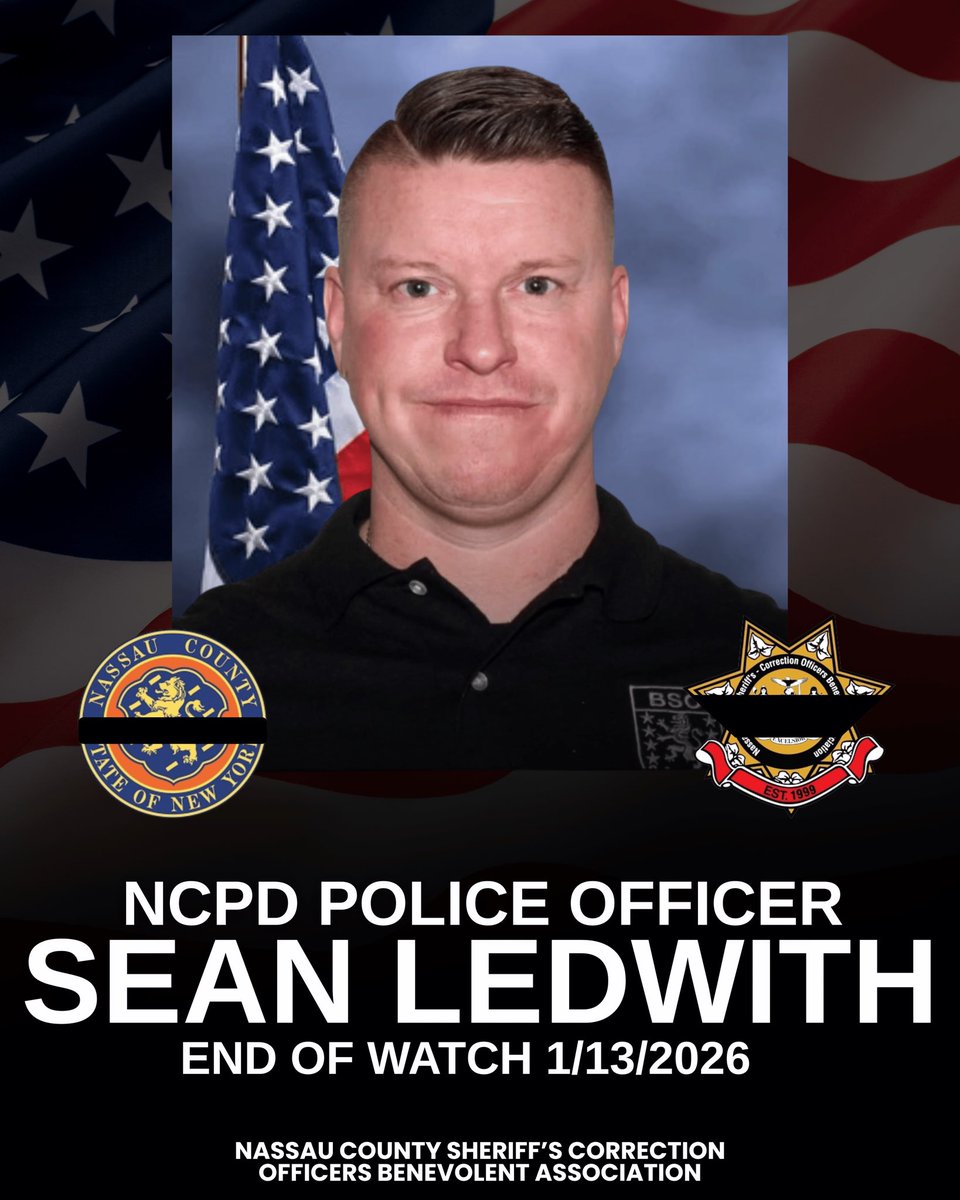 The Nassau County Sheriff’s COBA mourns the loss of Nassau County Police Officer Sean Ledwith, a 12-year veteran of the NCPD.

We extend our deepest condolences to Officer Ledwith’s family, friends, and fellow officers during this incredibly difficult time.