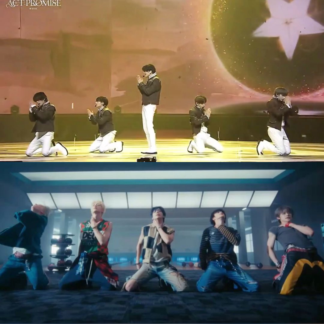 astrozzn's tweet image. I will never say yearners don’t exist anymore in kpop cause txt are over here on their knees damn near every comeback 😭