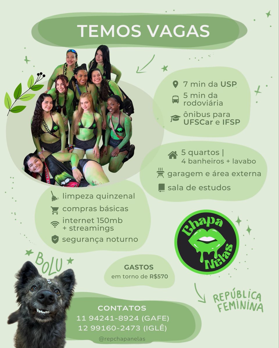 _Busatto_'s tweet image. Passou na UFSCAR, USP ou IFSP e ainda não tem um lugarzinho pra morar?
Vem conhecer a gnt e dividir os próximos melhores anos da sua vida 💚💚

FUVEST
SISU 
República Feminina
São Carlos
Fisioterapia
Engenharia
Química
Gestão e Analise Ambiental
Imagem e som
Educa
Biologia 
Cso