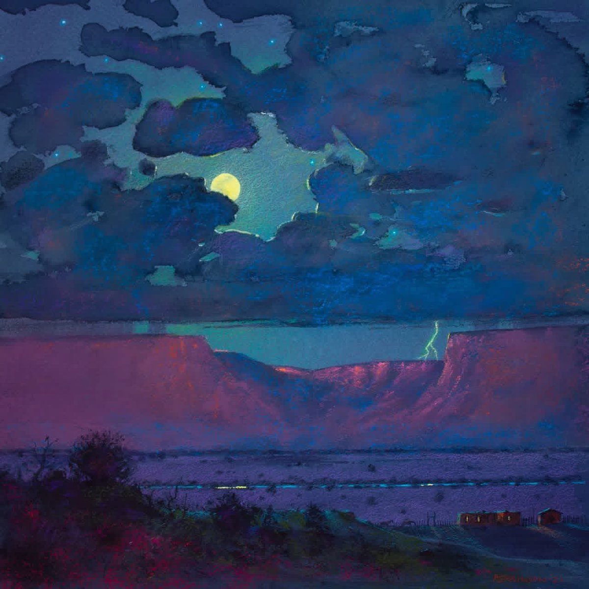 olgatuleninova's tweet image. Tom Perkinson USA (b.1940)
Night Storm Over the Mesa, (2022)
watercolor and mixed media