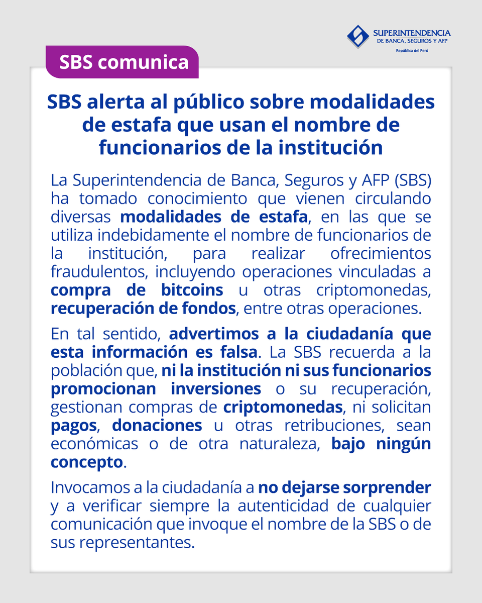 SBSPERU's tweet photo. ¡No te dejes sorprender! Si recibes una comunicación sospechosa, puedes consultar o denunciar a través de nuestros canales oficiales 👇
☎ 0800-10840 (línea gratuita a nivel nacional)
💻 https://t.co/4EvpUKU1AN https://t.co/zPDhuVrBaX