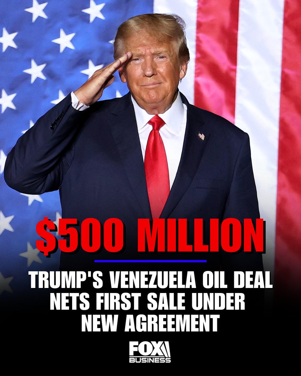 SLICK MOVE: The Trump administration confirmed it completed the first $500 million sale of Venezuelan oil and expects additional sales in the coming days and weeks.

Trump previously said he plans to mobilize major U.S. oil companies to invest billions to fix Venezuela’s broken