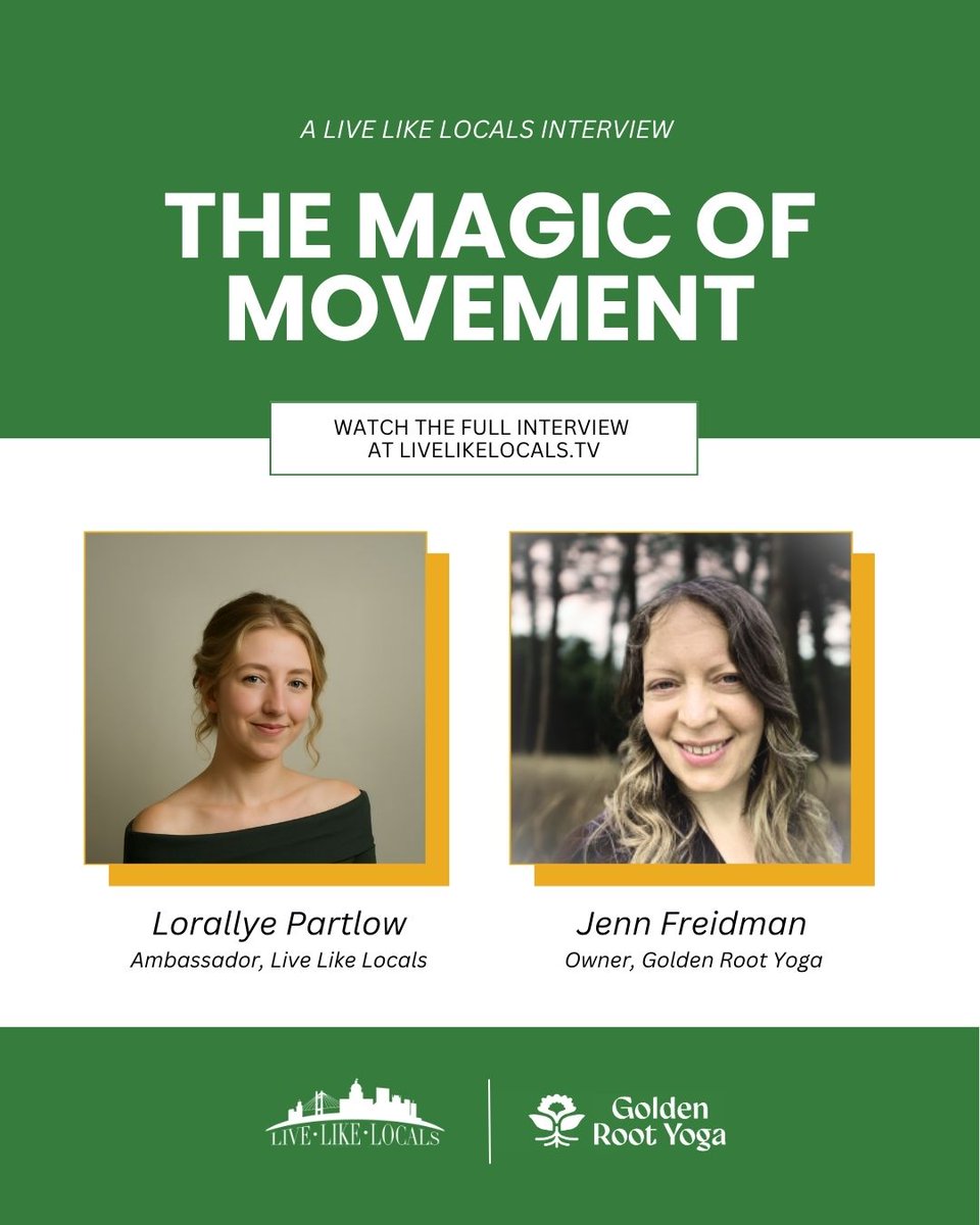 Join Lorallye Partlow, Ambassador with Live Like Locals, and Owner of KPthree as she interviews Jenn Friedman, Owner of Golden Root Yoga. 

LiveLikeLocals.tv or visit our YouTube Page.
