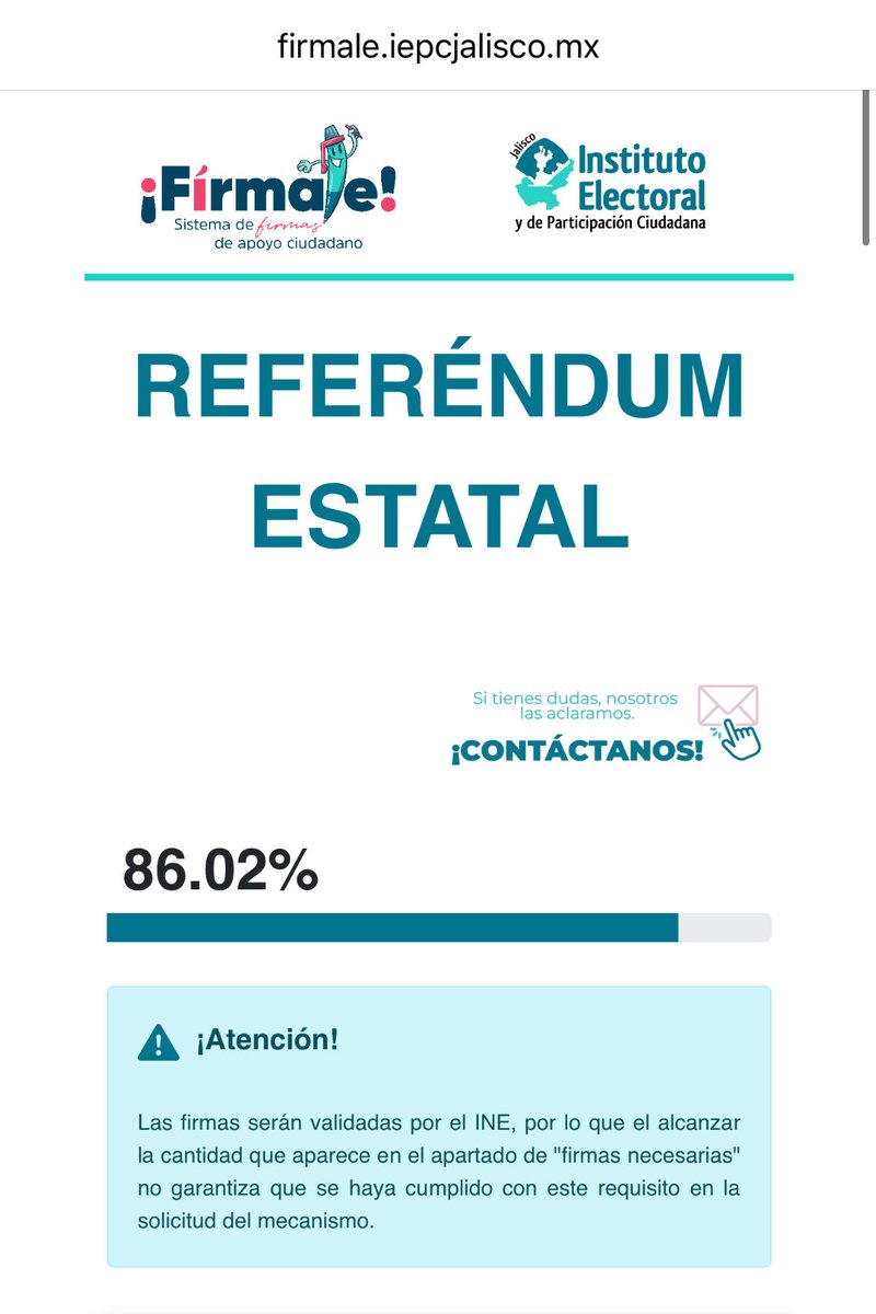 Si usted se queja de que el gobierno hace lo que quiere con su dinero y no hay nada que hacer, le tengo una noticia:

Jalisco tiene mecanismos de participación ciudadana y hoy mismo puede votar para que se consulte públicamente el tarifazo

¡FIRME YA!
firmale.iepcjalisco.mx/mecanismo/si-l…