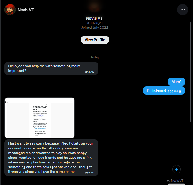 EmieVt's tweet photo. Sauce, everyone!
Please be aware of this hoax.
RPT this account AMAP. Novis def doesn’t have access now.
I know about this bc it’s very old. Used to see it on Discord a year or two ago and now it’s on X as well.
Feel free to reach out to me for details on how it works.
#ENVtuber https://t.co/s2DkiMjRaJ