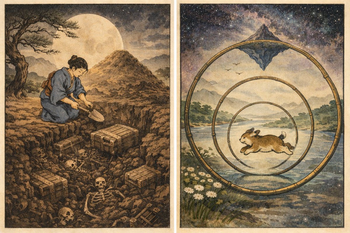 Anne
Sandığı gömdü —
Yavrusu bulmamalı
Ben mirasını

Yavru
Döndü dolaştı
İçine yuvarlandı —
Açtı çemberi

🌾©E.M.