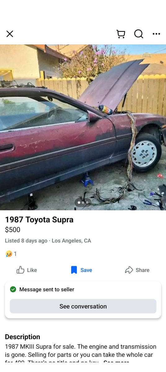 Dude on marketplace offering this to me for $200 with no title it's getting tempting lads