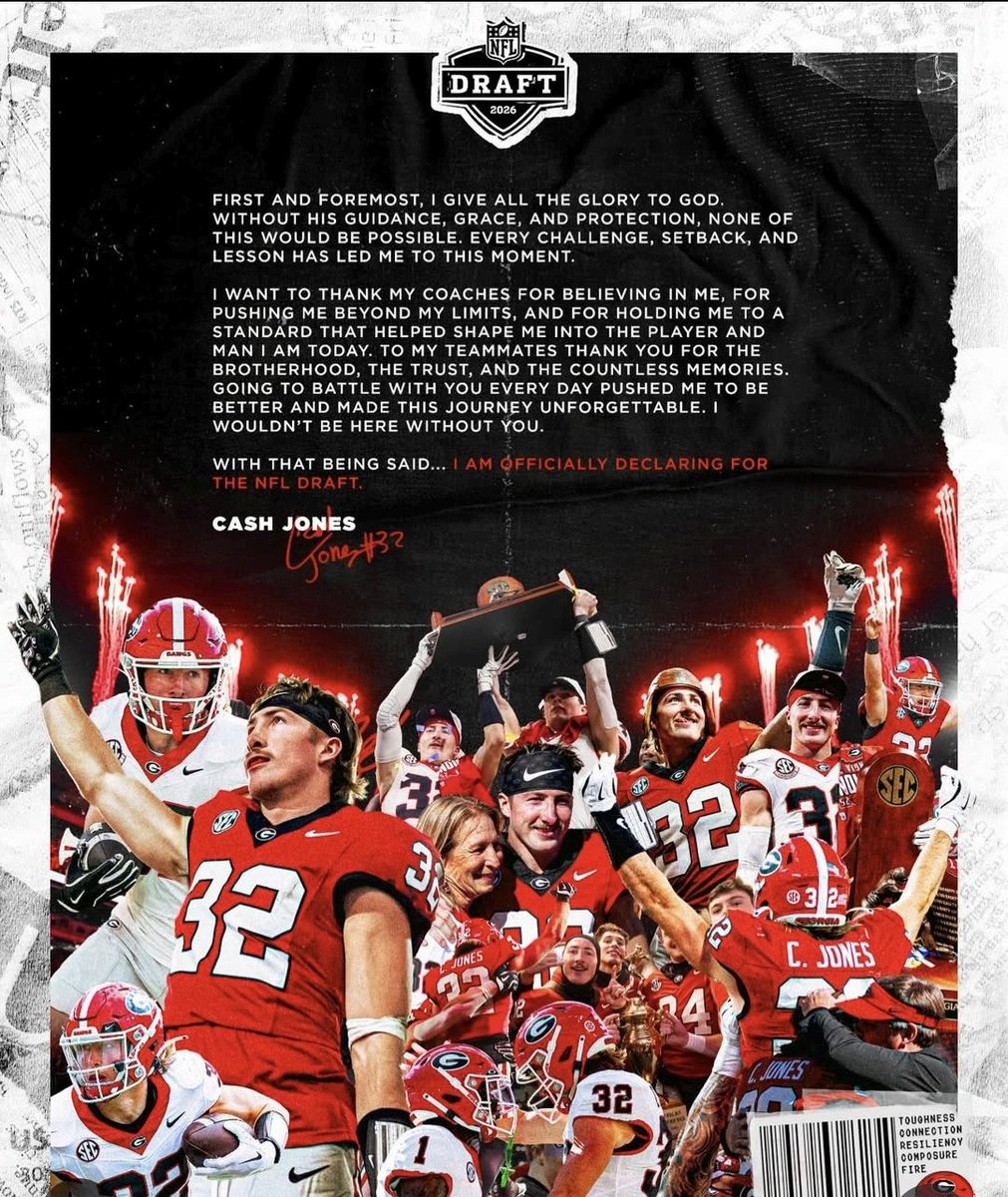 HamDawg115's tweet image. Cash Jones has officially declared for the draft. Go be great, 32 🫡