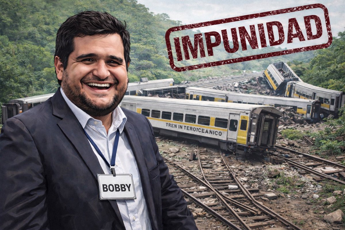 avieu's tweet image. #ImportanteNoOlvidar
El descarrilamiento del Tren Interoceánico dejó 14 muertos y decenas de heridos, y aun así reina la impunidad. No hay responsables, no hay sanciones. Bobby López Beltrán fue supervisor del proyecto y el silencio oficial lo confirma: el poder lo protege