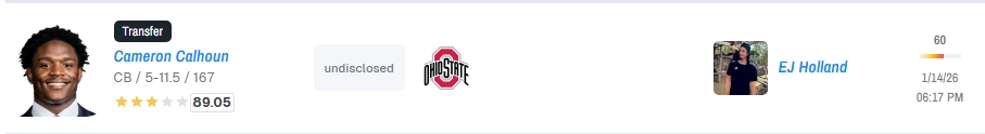 StrappedByBIA's tweet image. Ohio State has received a 🔮for former Alabama CB Cameron Calhoun from EJ Holland