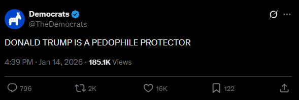 StatAtlas's tweet image. The Democrats just posted this about Donald Trump on X