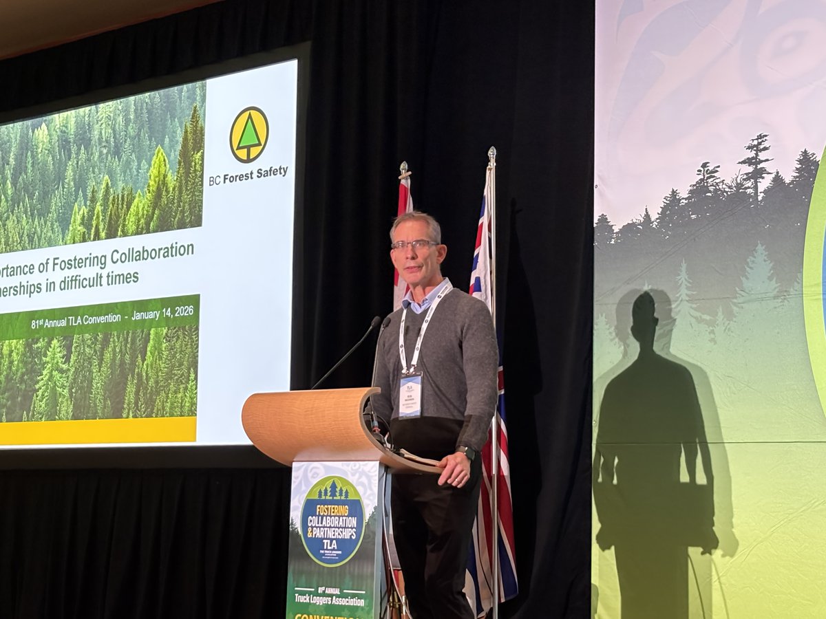 CFIMag's tweet image. BC Forest Safety Council CEO Rob Moonen and Todd McDonald, head of prevention services at WorkSafeBC, discuss improving workplace safety at The Truck Loggers Association Convention &amp;amp; Trade Show in Vancouver.
