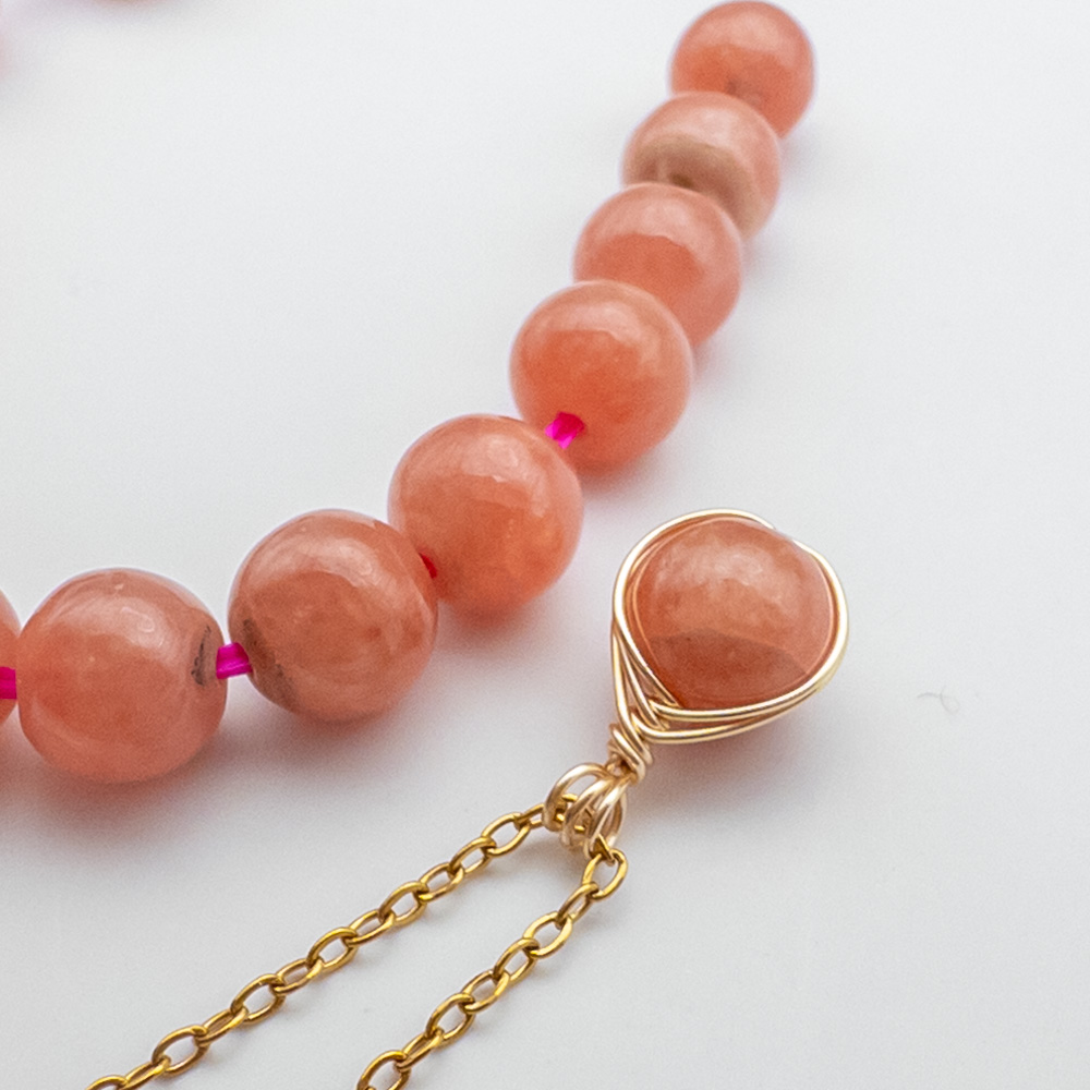 インカローズ✴ワイヤーラッピングネックレス アルゼンチン産 インカローズ ペンダント ロードクロサイトネックレス