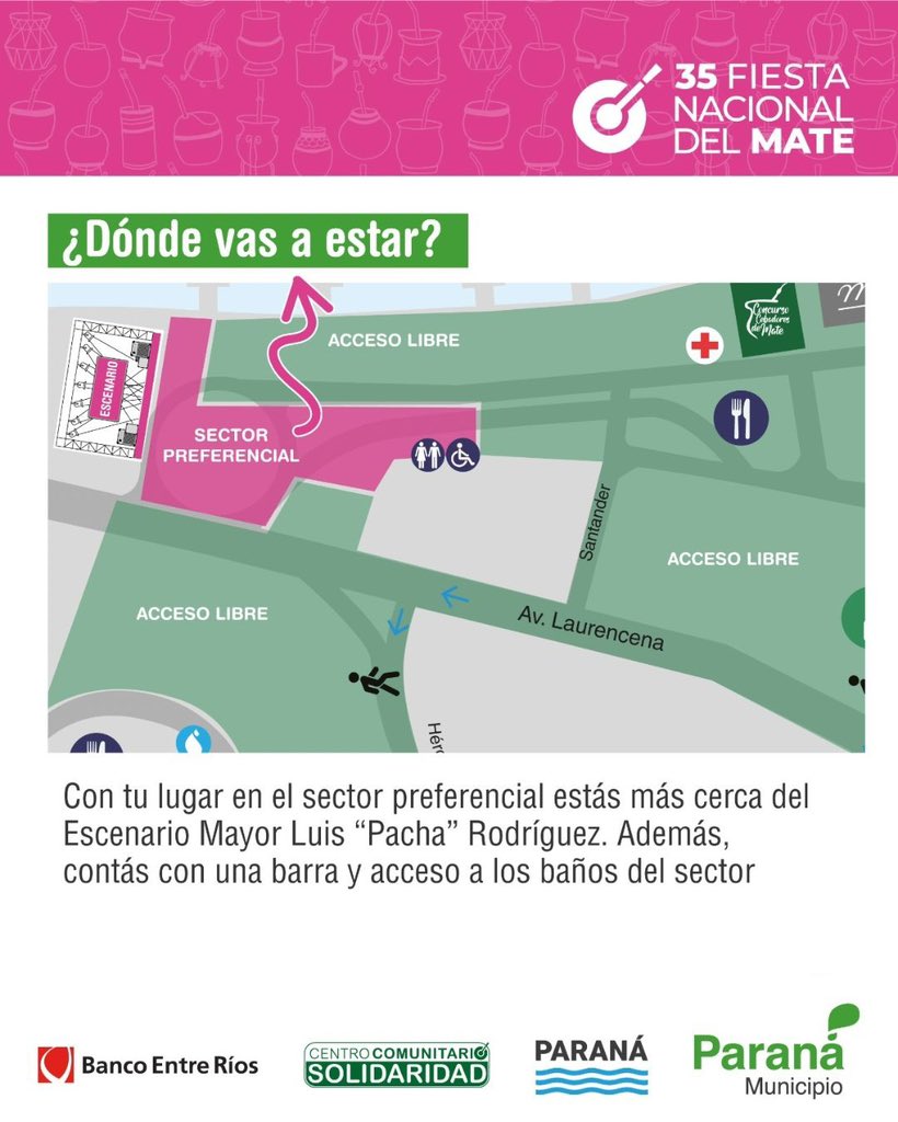 ¡Se viene la venta general de ubicaciones preferenciales!
Este viernes desde las 12 hs, conseguí tu lugar cerca del escenario mayor🧉

💳 3 cuotas sin interés con tarjetas del Banco de Entre Ríos
💚 El resto del predio es de acceso libre. Conseguilas en  entradauno.com
