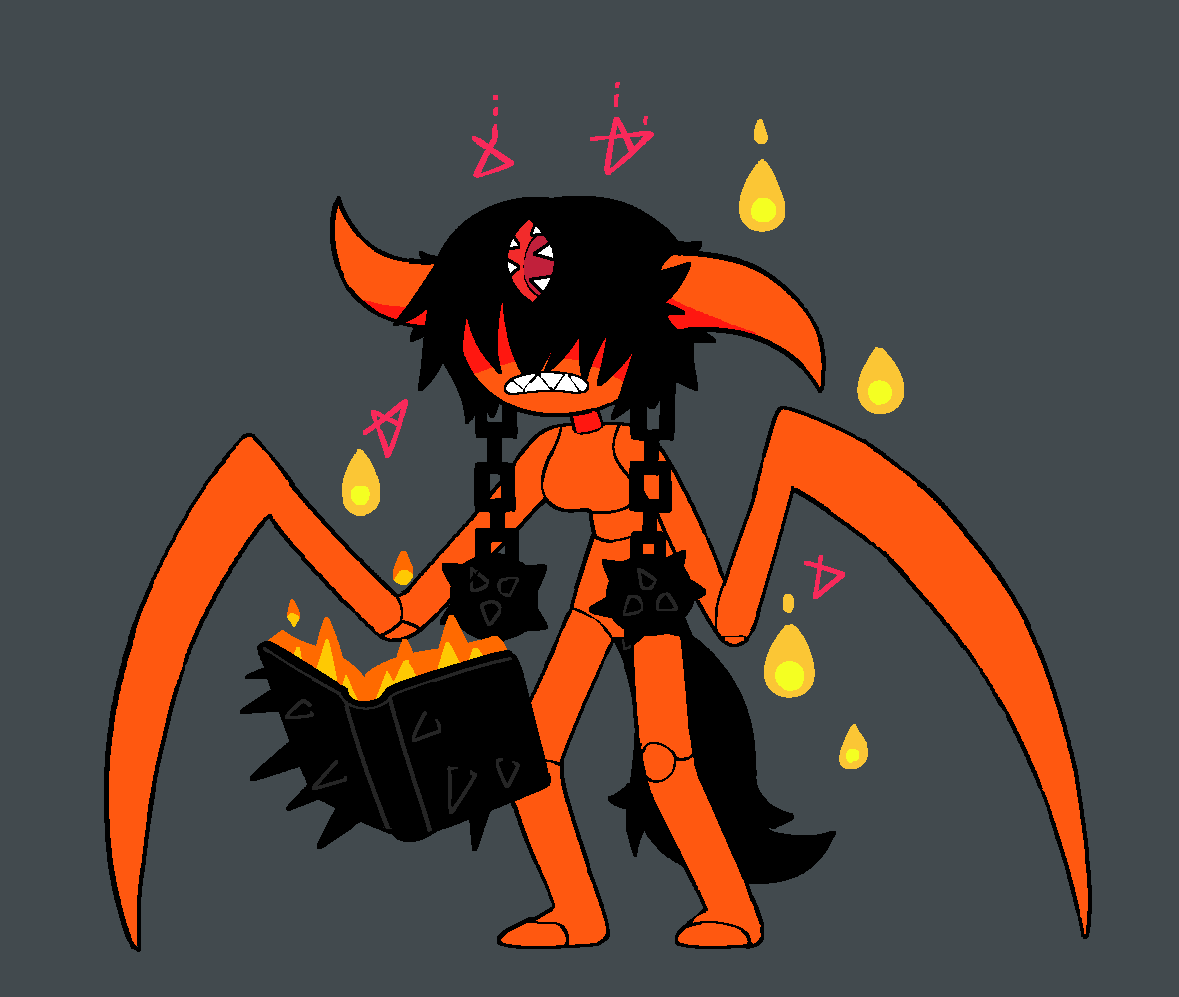 SpidersAccident's tweet photo. Kaynklee, a demon mage general. She is trying to make a new hell after the original one was blew up. She's intended to be a boss enemy in my game. https://t.co/z5cPYbIP38