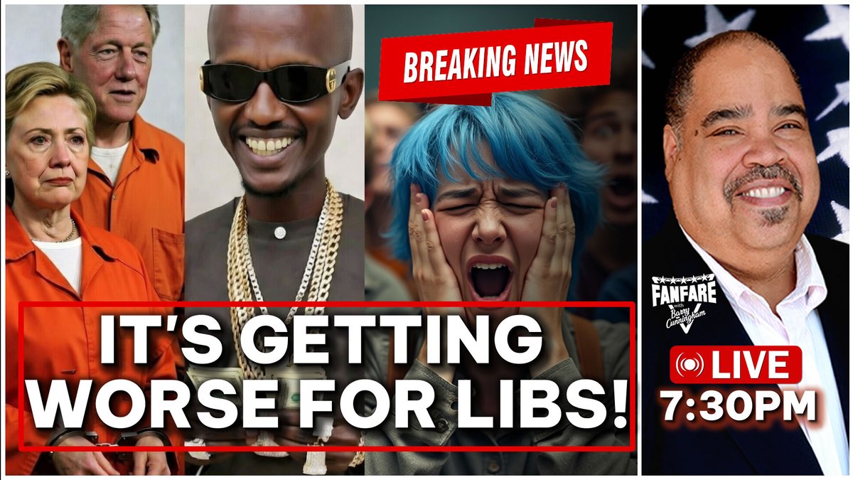 barrycunningham's tweet image. Join Me LIVE at 7:30PM!

LIVE BREAKING NEWS: Hillary and Bill Going To Jail? New Nick Shirley Video! What's A Woman?

On YouTube At: youtube.com/live/1y0EKAmIC…

Also LIVE on Rumble and X!