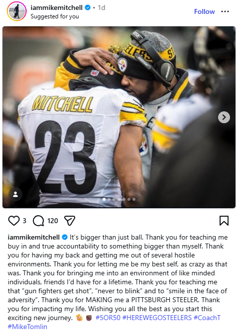 Mike Mitchell on IG on Mike Tomlin #Steelers #NFL
