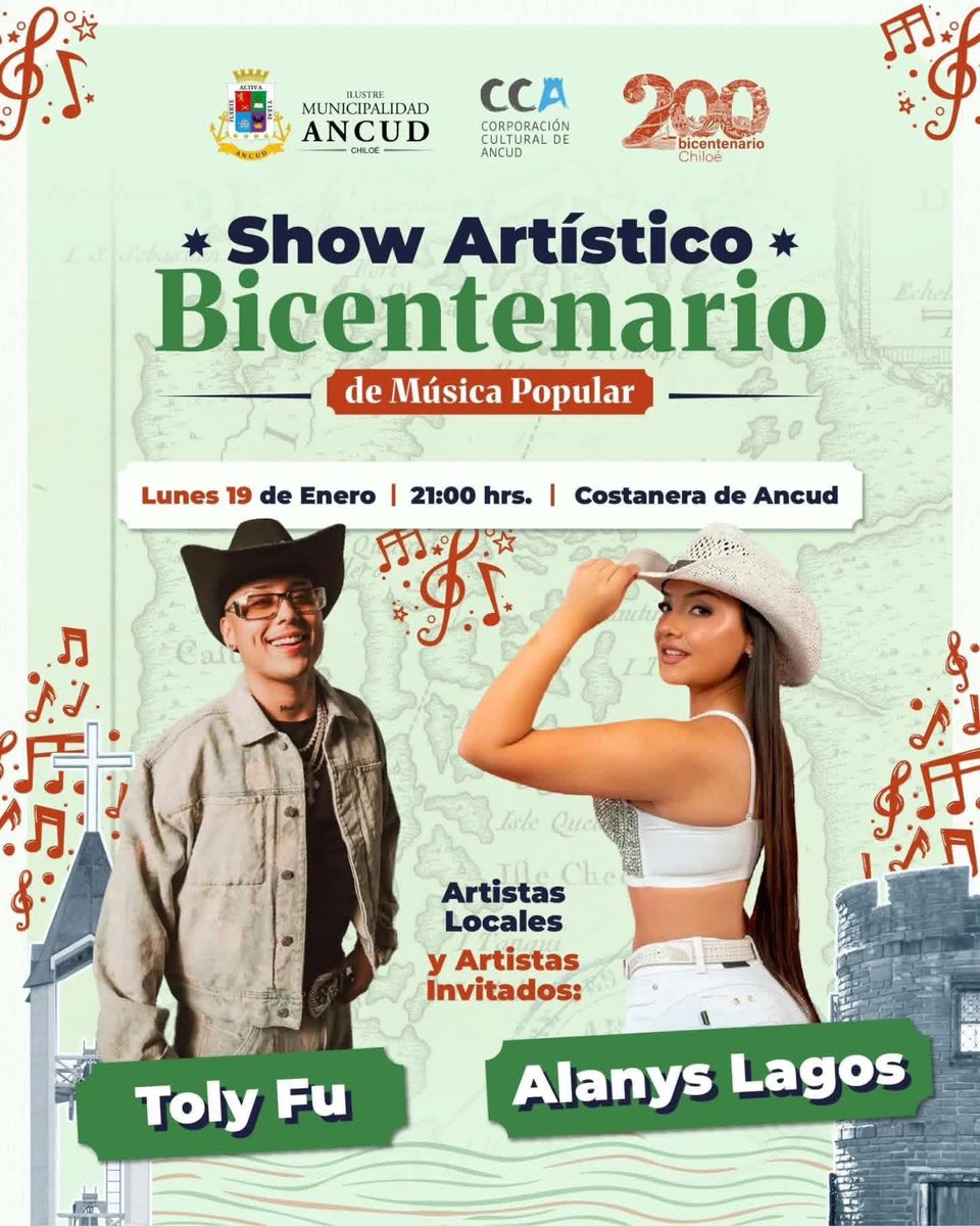 #Ancud, Ancud Conmemora el Bicentenario de #Chiloé.

Se invita cordialmente a la comunidad a participar en la Conmemoración del Bicentenario de Chiloé en Ancud (1826–2026), instancia que releva nuestra historia, identidad y patrimonio cultural.