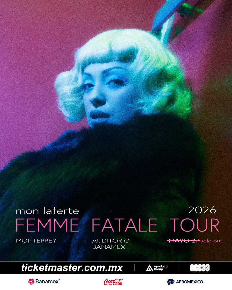 ocesa_total's tweet image. ¡El Femme Fatale Tour de @monlaferte en Monterrey ya es SOLD OUT! 🖤