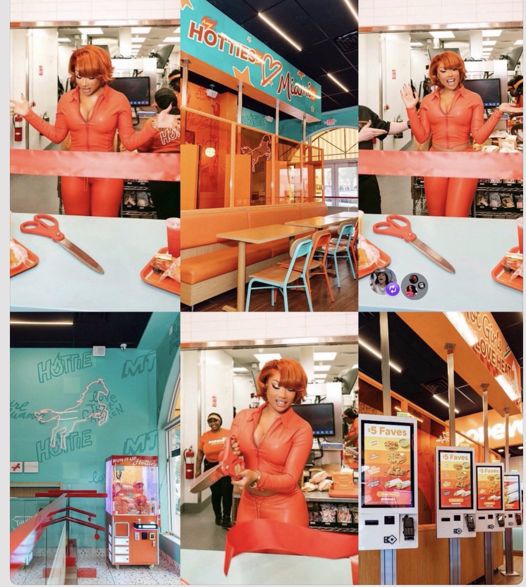 FriendlyEli's tweet image. @theestallion Has finally cut the Ribbon and Opened up her own Popeyes with a Special Meal also.