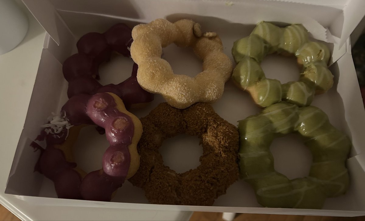 Mochi donuts p1p1. I'll assume yall can figure out the flavors