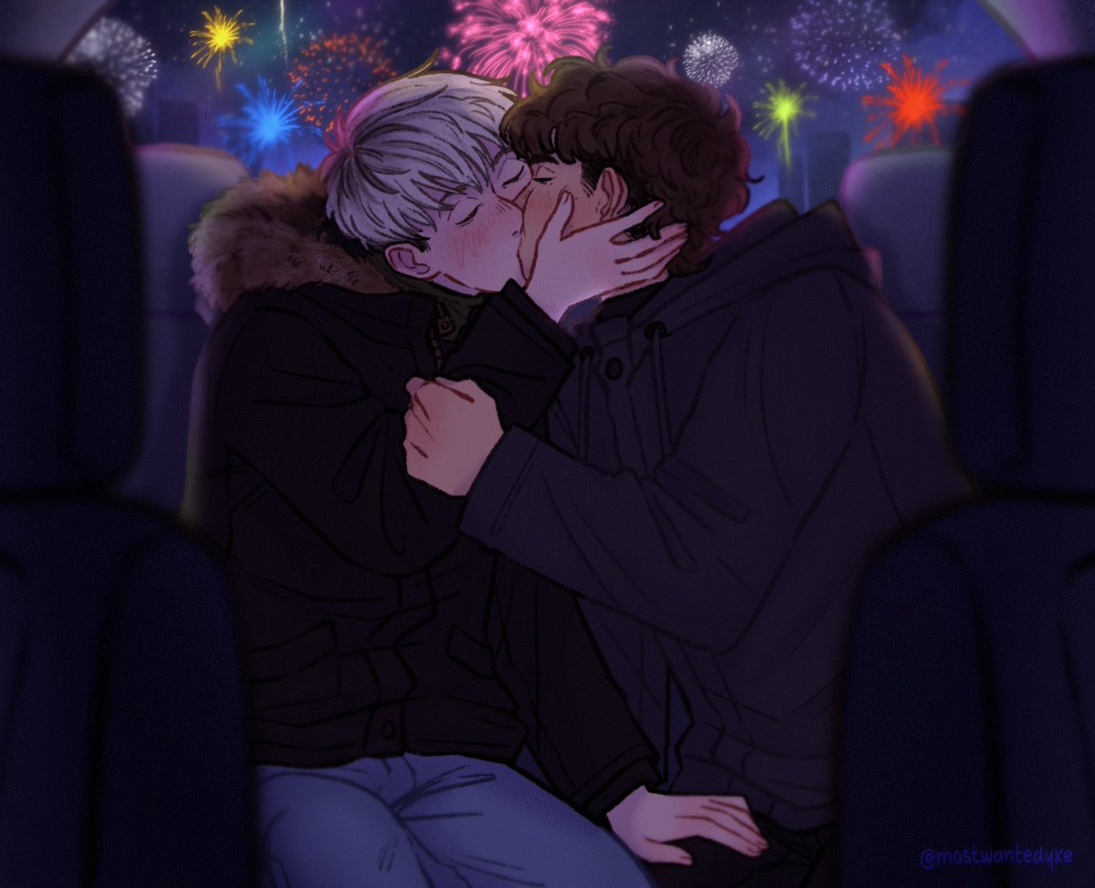 mostwantedyke's tweet image. midnight kiss 🎆 #phanart