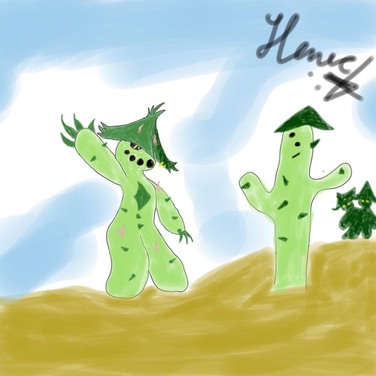 TheHenec's tweet photo. A silly cacturne draw with NO SHADING (😭) for a friend. @himbolover777
#pokemonfanart https://t.co/KEHPFFG4dO