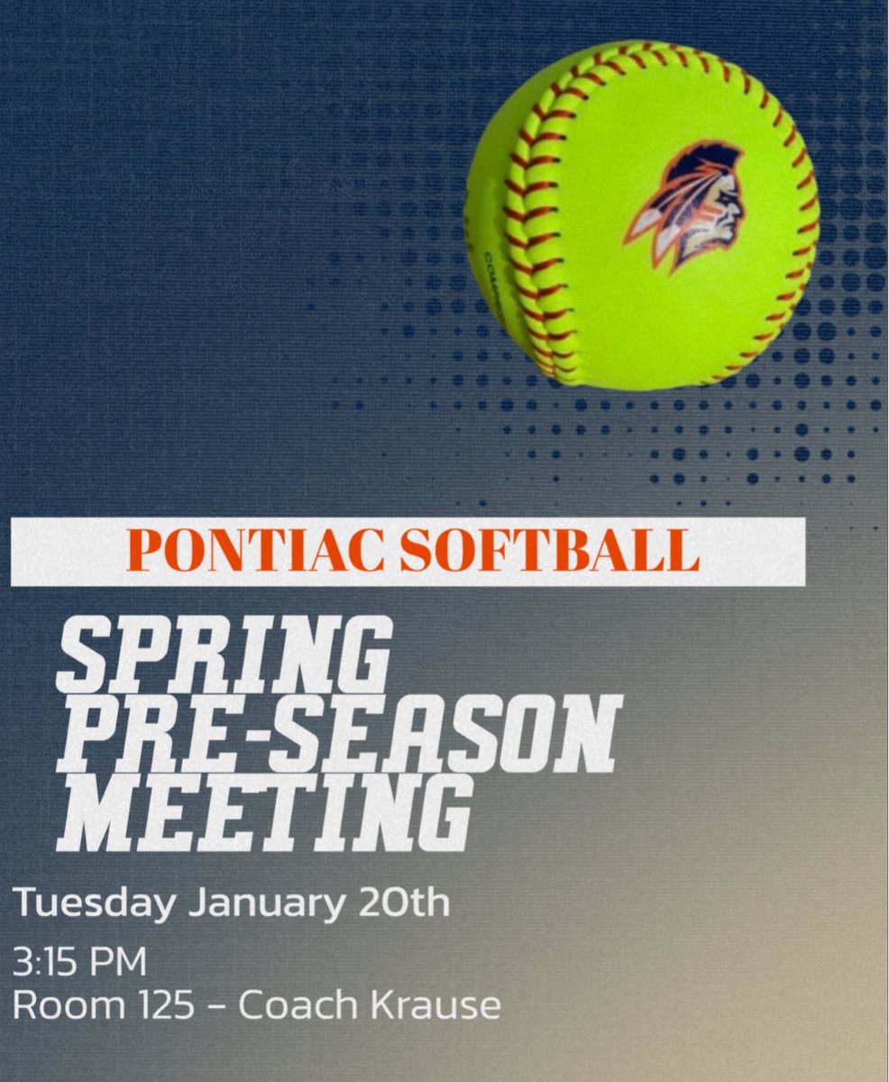 Come to the meeting and join our program!!! If you plan to go out for softball but cannot attend this meeting, please email nhayner@pontiac90.org for more information. 🧡🥎💙