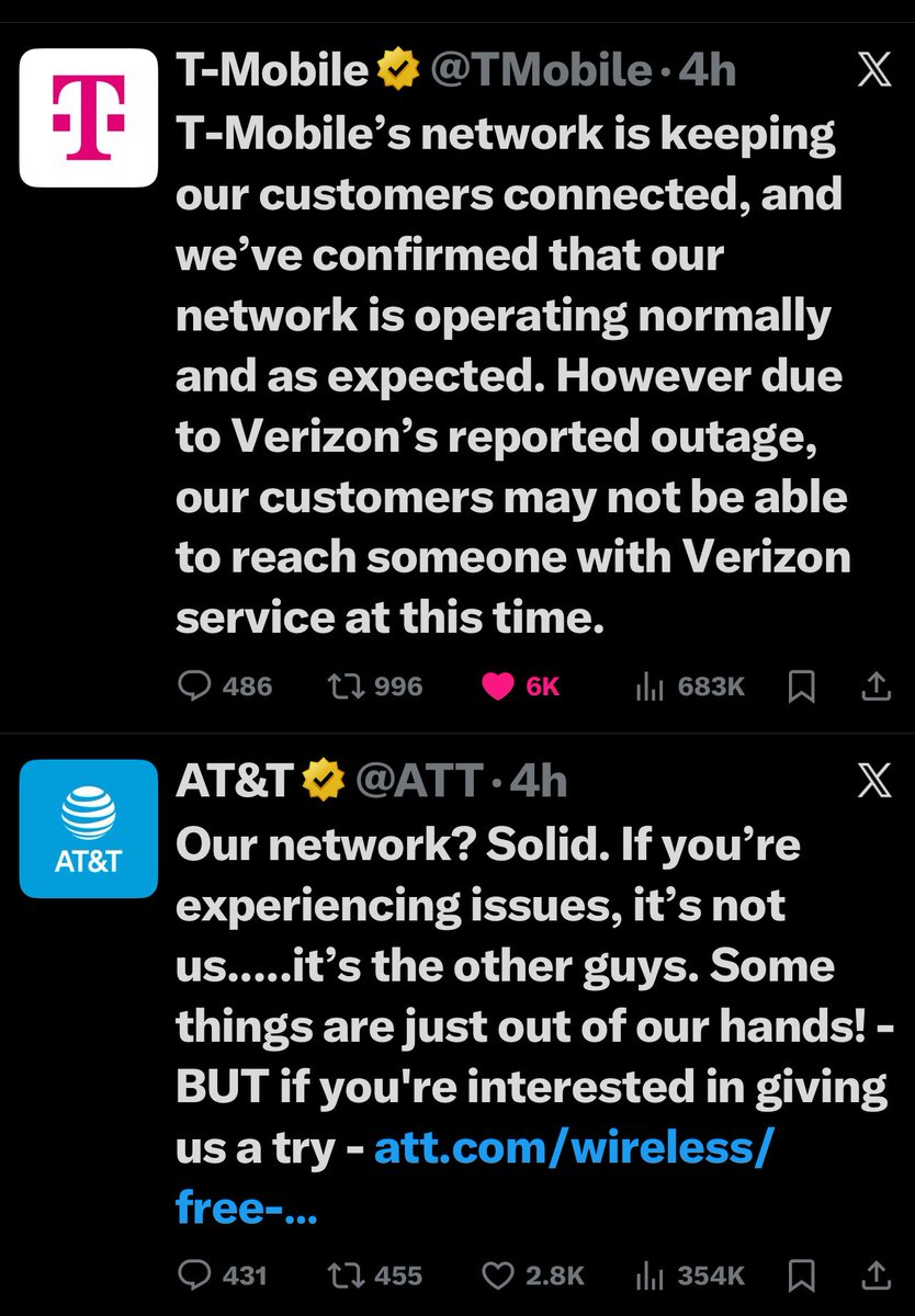 NineLark's tweet image. ⁦@Verizon⁩ your competitors basking in the glow of your hardships.