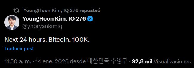techconcatalina's tweet image. 🔥ÚLTIMO🔥

🧠El hombre con el IQ más alto del MUNDO afirma que #Bitcoin alcanzara los $100K en las próximas 24 horas