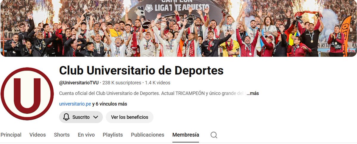 Hazte miembro por solo 15 soles 
y podras ver este sábado 17  el primer  partido amistoso del año. 
youtube.com/@Universitario…

ademas: 

🔸Videos exclusivos del club
🔸Emojis personalizados 
🔸Contenido destacado para miembros y mucho mas

somos 238 K suscriptores la idea es llegar