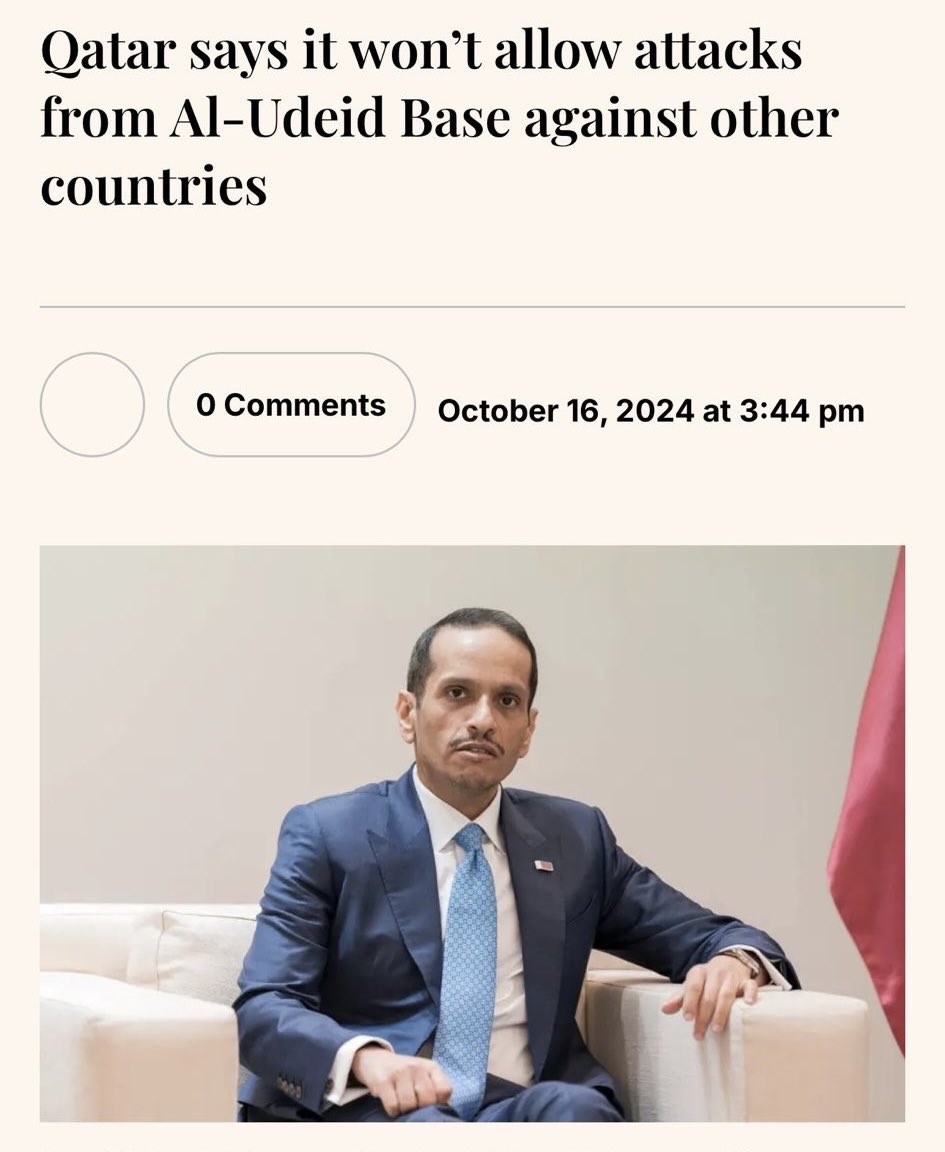 hahussain's tweet image. So why exactly do we have a military base in Qatar if we don’t have the freedom to use it as we see fit? Whose base is it? America’s or Qatar’s?